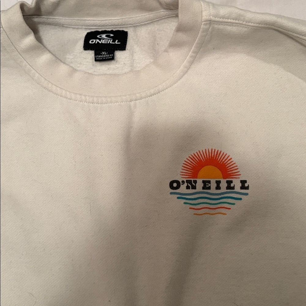 O’Neill Mens Sun & Waves Graphic Crewneck Sweatshirt White XL - Picture 2 of 5